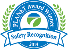 PLANET award winnder, safety recognition in 2014.